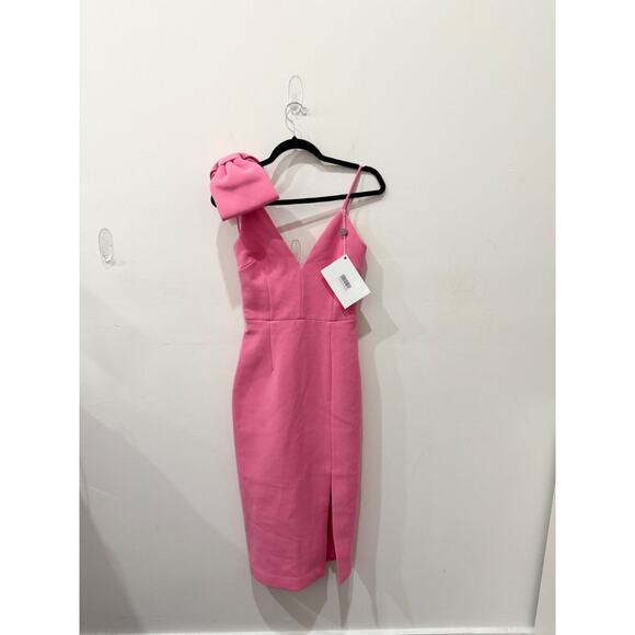 NWT Rebecca Valance Love Bow Sleeveles V-Neck Midi Sheath Dress Pink Women's 6 - Picture 3 of 10